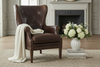 Image of Farrow Event "Quick Ship" Leather Wingback Accent Chair With Button Back