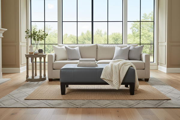 Felix 51 Inch Long Contemporary Leather Cocktail Bench Coffee Table Ottoman
