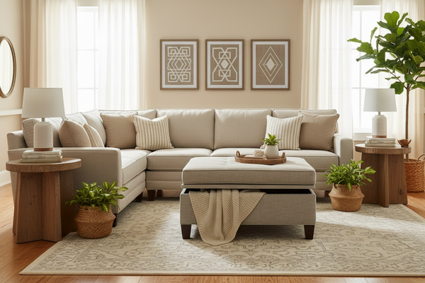 Finley 30 or 40 Inch Square Fabric Upholstered STORAGE Ottoman