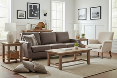 Fitzgerald Cocoa 91 Inch "Quick Ship" Traditional Top Grain Leather Pillow Back Sofa