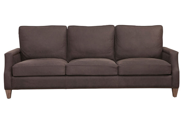 Fitzgerald Cocoa 91 Inch "Quick Ship" Traditional Top Grain Leather Pillow Back Sofa