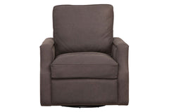 Fitzgerald Cocoa "Quick Ship" SWIVEL Traditional Top Grain Leather Pillow Back Chair