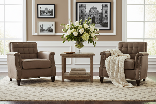 Fitzpatrick Leather Tufted Biscuit Back Accent Club Chair