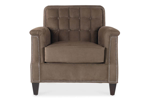 Fitzpatrick Leather Tufted Biscuit Back Accent Club Chair