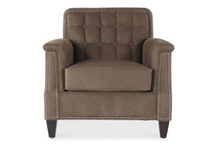 Fitzpatrick Leather Tufted Biscuit Back Accent Club Chair