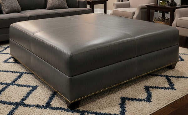 Gaines "Ready To Ship" 40 Inch Square Leather Ottoman (Photo For Style Only)