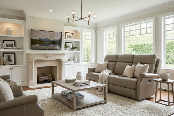 Galina Stone 80 Inch "Quick Ship" ZERO GRAVITY Wall Hugger Power Leather Reclining Sofa