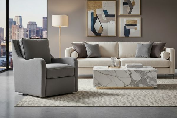 Galina "Quick Ship" Swivel Fabric Accent Chair