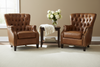 Image of Gallagher Quick Ship Traditional Leather Tufted Back Accent Chair With Nail Trim