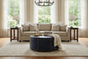 Garrett 39 Inch Round Leather Drum Ottoman With Nails