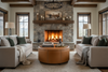 Image of Garrett 39 Inch Round Leather Drum Ottoman With Nails