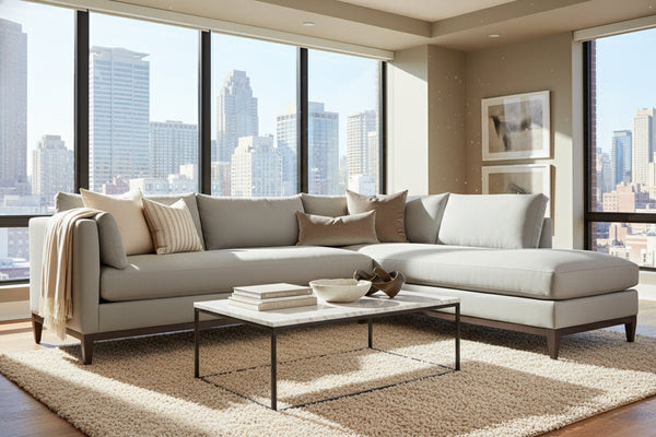 Georgia Two Piece Contemporary Fabric Sectional Sofa