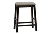Image of Glenwood Small Spaces Black 5 Piece Counter Height Bookshelf Dining Set With Four Linen Upholstered Stools