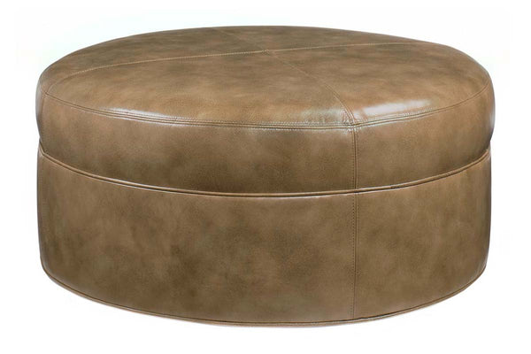 Goodwin 40 Inch Round Leather Drum Ottoman