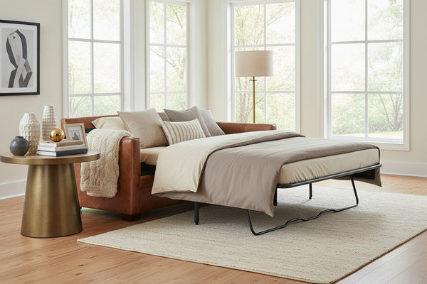 Hadley 82.5 Inch Leather Contemporary Queen Sleeper Sofa