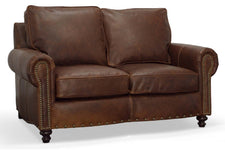 Hampton Traditional Two Cushion Leather Loveseat