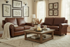 Image of Hampton Traditional Two Cushion Leather Loveseat