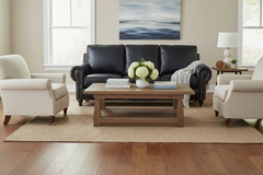 Hampton 86 Inch Traditional Three Cushion Leather Sofa