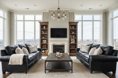 Hampton 86 Inch Traditional Three Cushion Leather Sofa