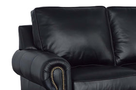 Hampton 86 Inch Traditional Three Cushion Leather Sofa