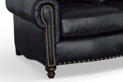 Hampton 86 Inch Traditional Three Cushion Leather Sofa