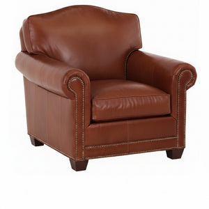 Harmon "Ready To Ship" Leather Club Chair And Ottoman Set (Photo For Style Only)