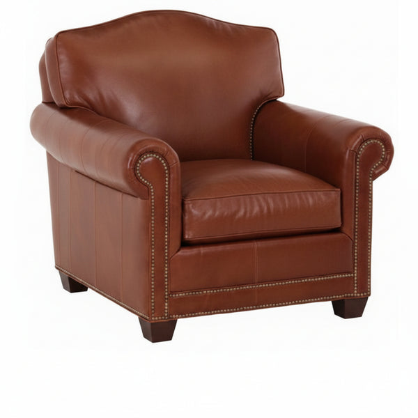 Harmon "Ready To Ship" Leather Club Chair And Ottoman Set (Photo For Style Only)