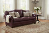 Harmon 84 Inch Arched Back 8-Way Hand Tied Leather Sofa w/ Nailhead Trim