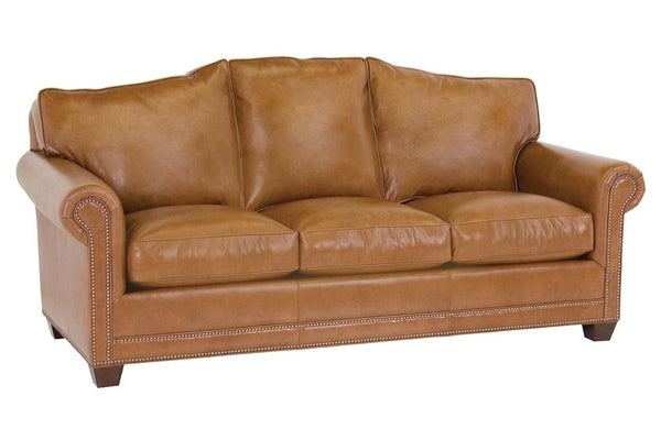 Harmon 90 Inch Arched Back Leather Grand Scale Sofa w/ Nailhead Trim