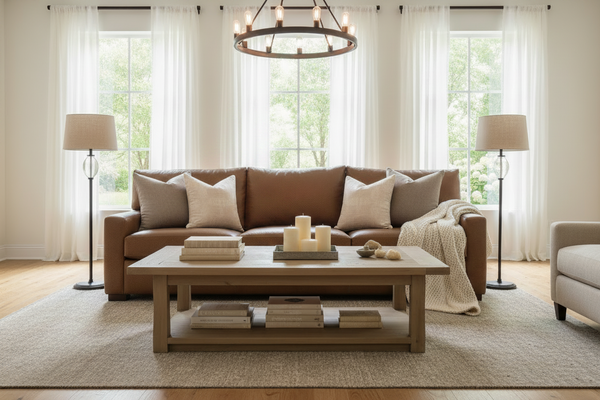 Harrison XL 100 Inch Grand Scale Contemporary Deep Seat Leather Sofa