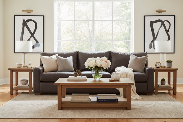 Harrison 91 Inch Contemporary Grand Scale Deep Seat Leather Sofa