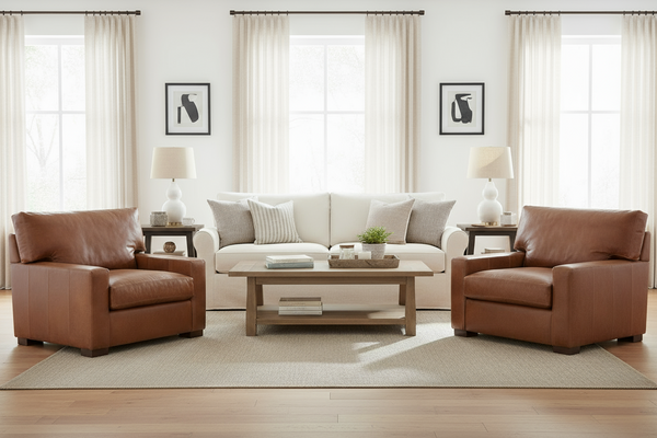 Harrison Grand Scale Contemporary Leather Chair And A Half