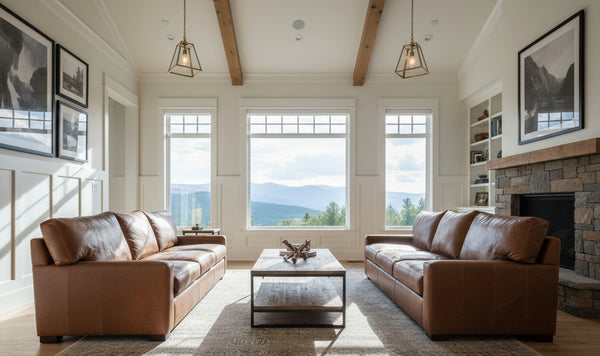 Harrison Oversized Contemporary Track Arm Leather Sofa Collection