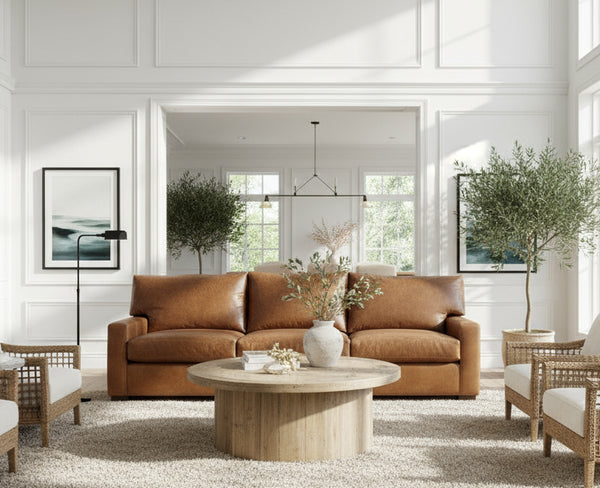 Harrison Oversized Contemporary Track Arm Leather Sofa Collection