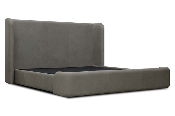 Haven Queen & King Contemporary Leather Platform Wing Bed