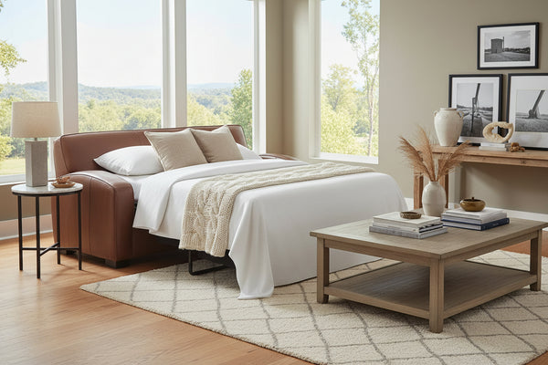 Hayden 81 Inch Contemporary Leather Queen Sofa Bed