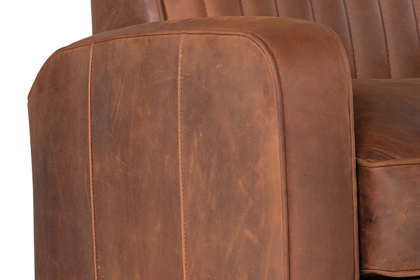 Hayes Small Scale Track Arm Ribbed Tight Back Leather Recliner