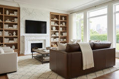 Haywood 84 Inch Modern Small Leather Sofa