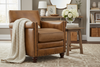 Image of Herbert Batiste Sepia "Quick Ship" Traditional Tight Back Leather Accent Chair With Nail Trim