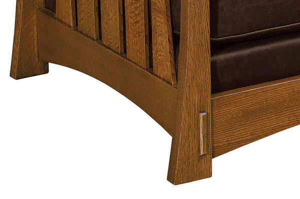 Highland White Oak Mission Style Leather Loveseat