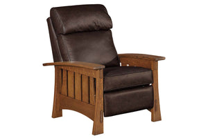 Highland White Oak Mission Style Leather Reclining Chair