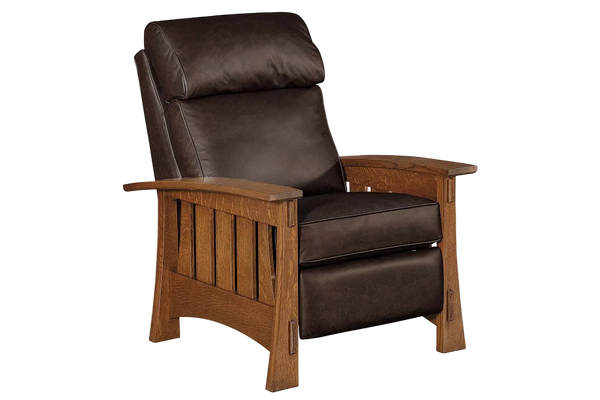 Highland White Oak Mission Style Leather Reclining Chair