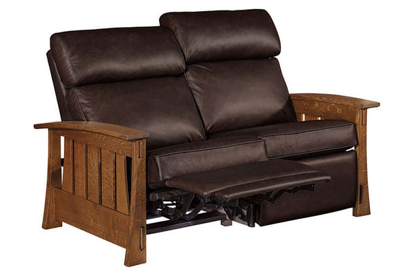 Highland White Oak Mission Style Reclining Leather Seating Collection