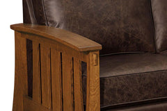 Highland 85 Inch White Oak Mission Style Leather Sofa