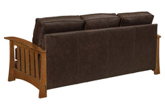Highland 85 Inch White Oak Mission Style Leather Sofa