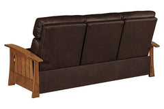 Highland 88 Inch "WALL HUGGER" White Oak Mission Style Leather Reclining Sofa