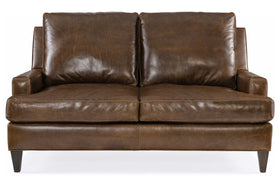 Holden Contemporary Pillow Back Leather Loveseat