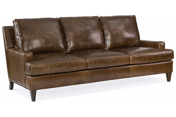 Holden 93 Inch Contemporary Three Cushion Pillow Back Leather Sofa