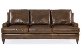 Holden 93 Inch Contemporary Three Cushion Pillow Back Leather Sofa