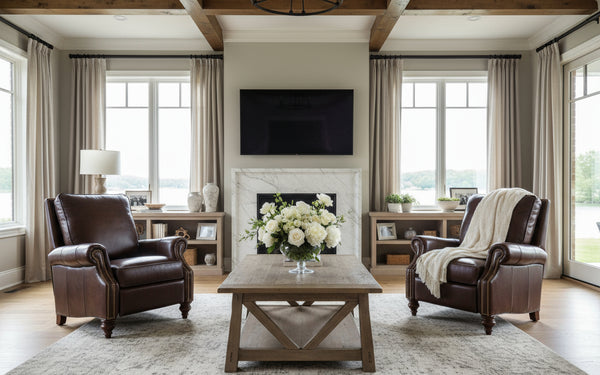 Horatio Chateau "Quick Ship" Leather Traditional Nailhead Recliner